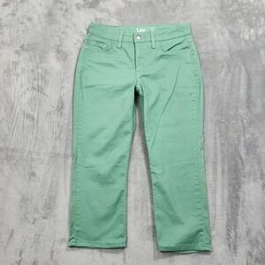 Lee Jeans Womens 6 Green Regular Fit Mid Rise Capri Straight Leg Stretch Denim